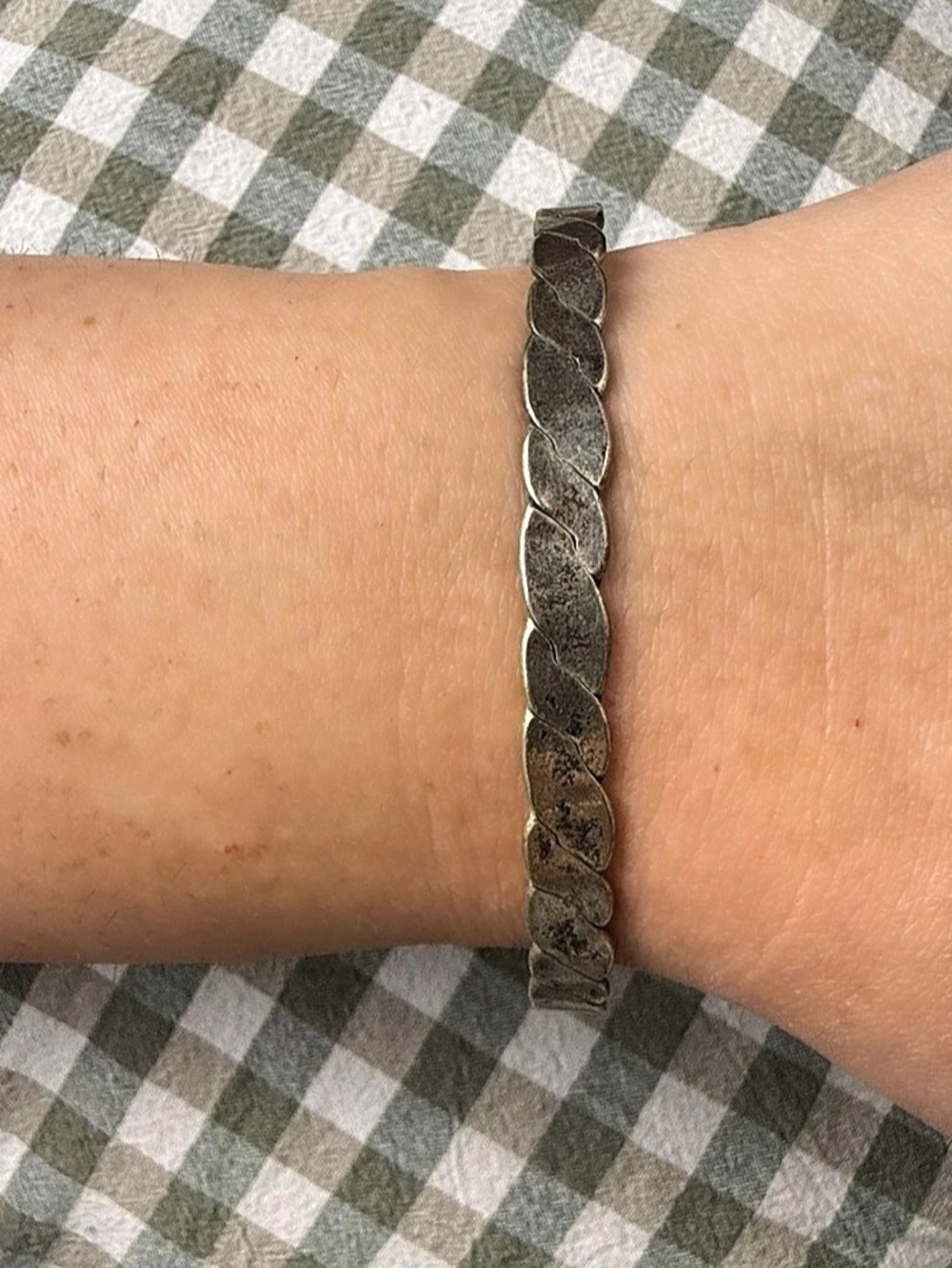 Vintage Alpaca Flattened twist braid bangle bracelet